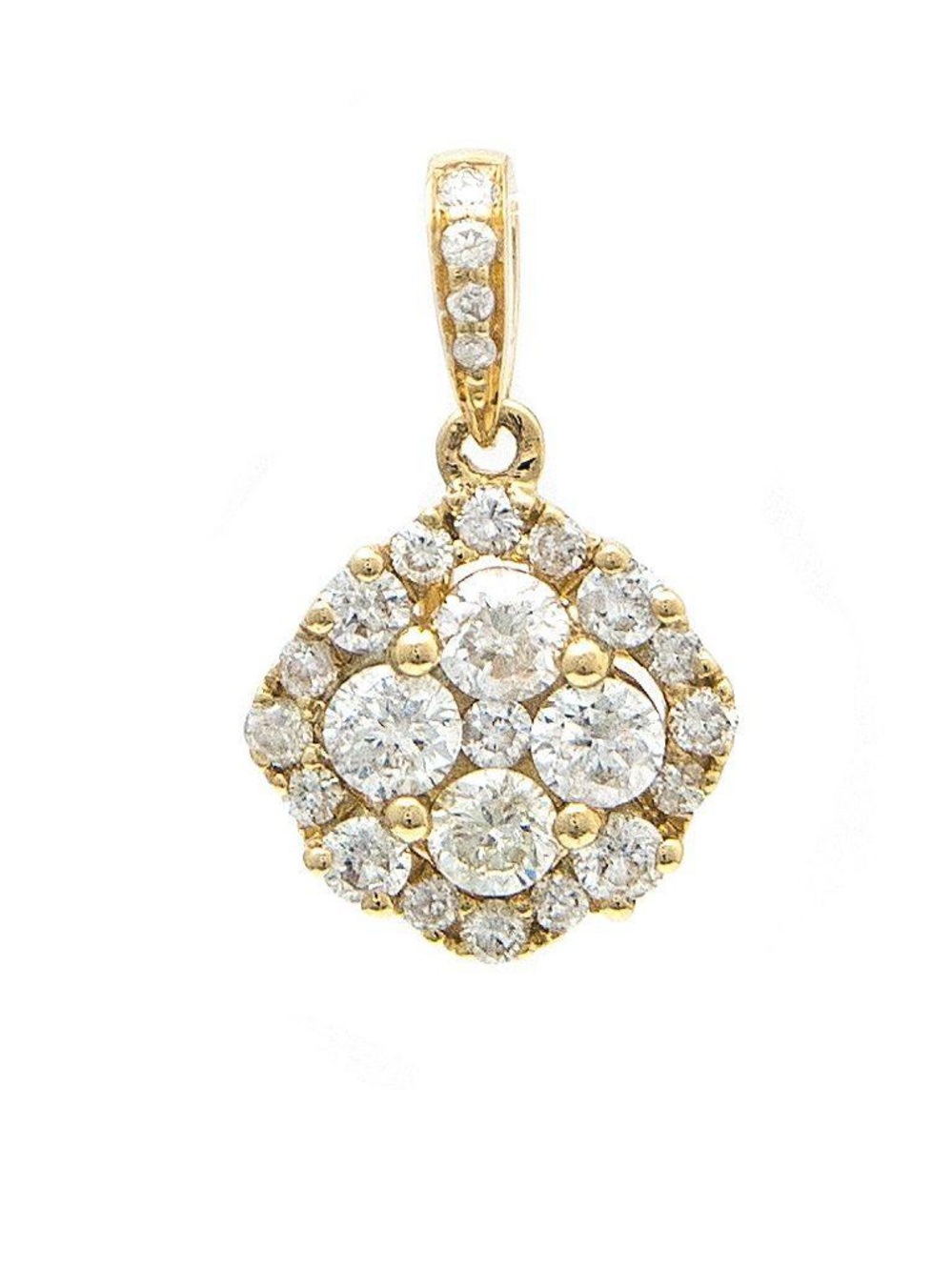 14K Real Solid Yellow Gold Natural Diamond Pendant 0.49ctw 9.2mm×14mm